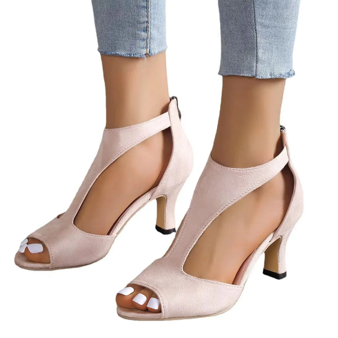 High Heels with a Back Zipper and Fish Pattern