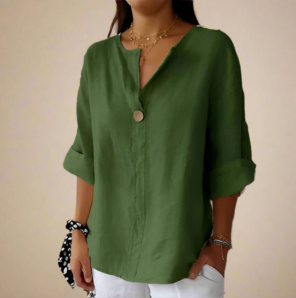 Ella BLOUSE | Linen blouse with a simple button and elegant comfort