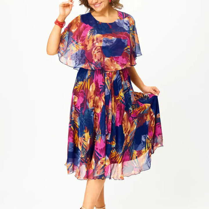 Yvonne - Elegant Midi Dress in Kimono Style