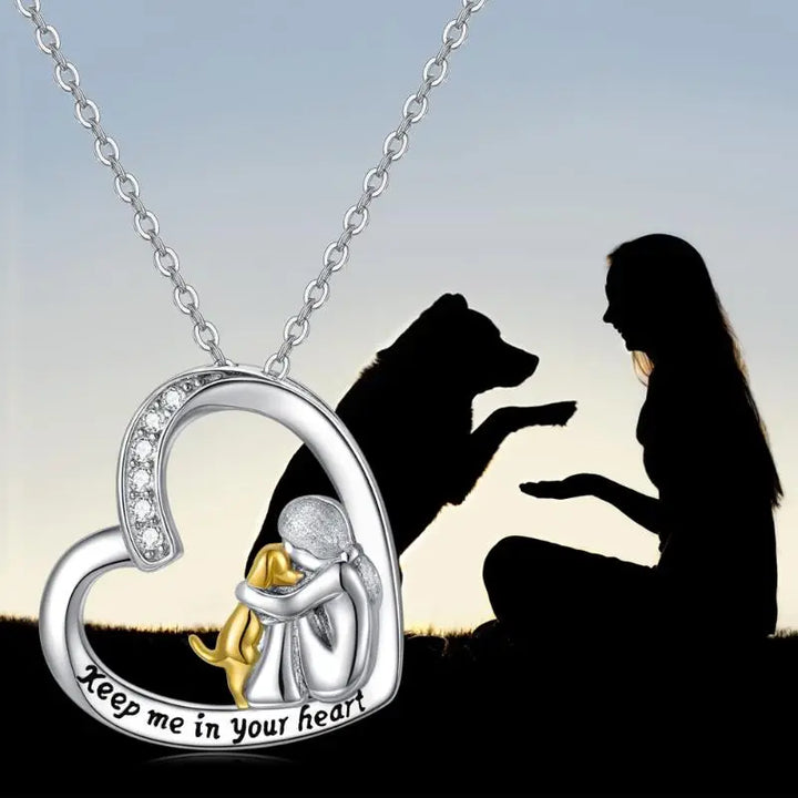 Silver necklace with heart, dog, and zirconia stones - Laura Gioielli