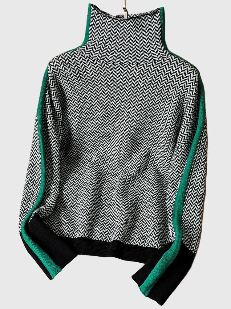 Marieke | Turtleneck with bold contrasting stripes