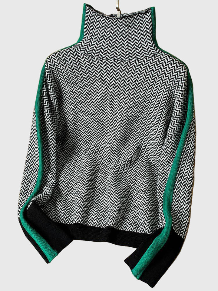 Marieke | Turtleneck with bold contrasting stripes
