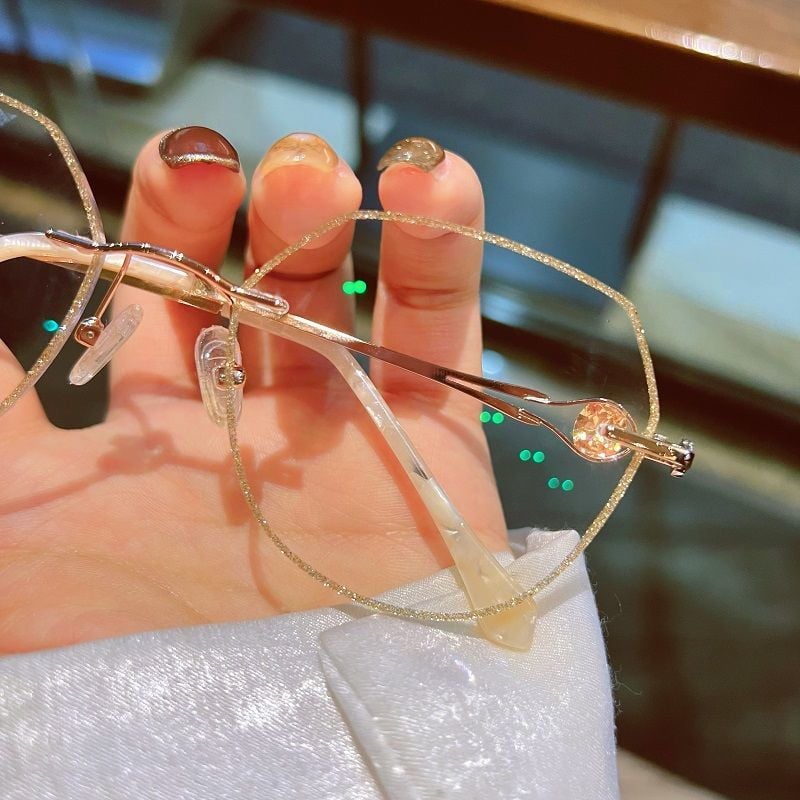 Women's Rimless Glasses with Diamonds, Protecting Against Blue Light and Presbyopia