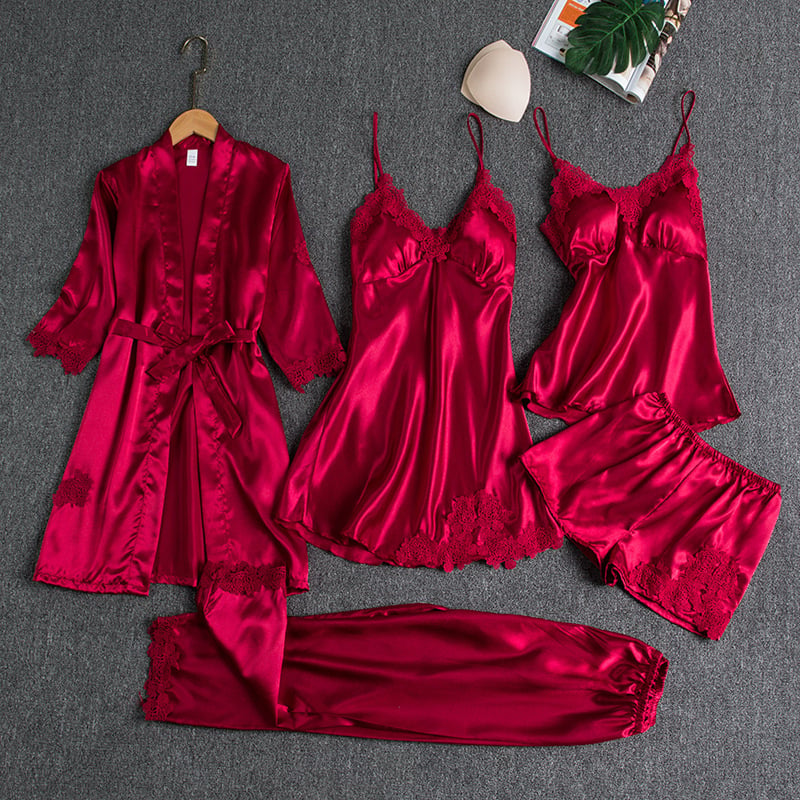 Sophie I Ice Silk Nightgown – 5-Piece Set
