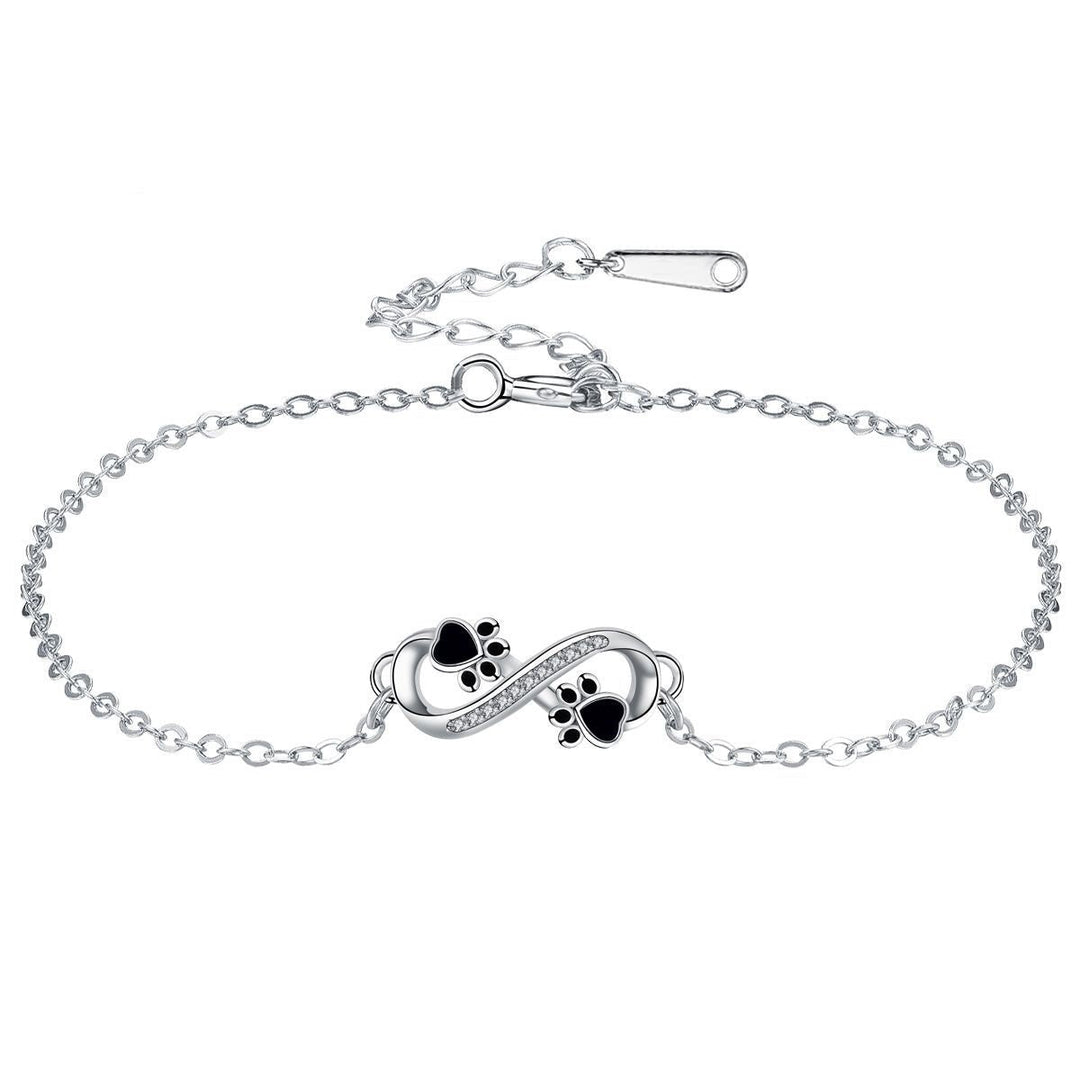 Ciondolo simbolo infinito Bracciale con zampa di animale domestico e zirconi