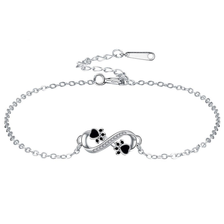 Ciondolo simbolo infinito Bracciale con zampa di animale domestico e zirconi