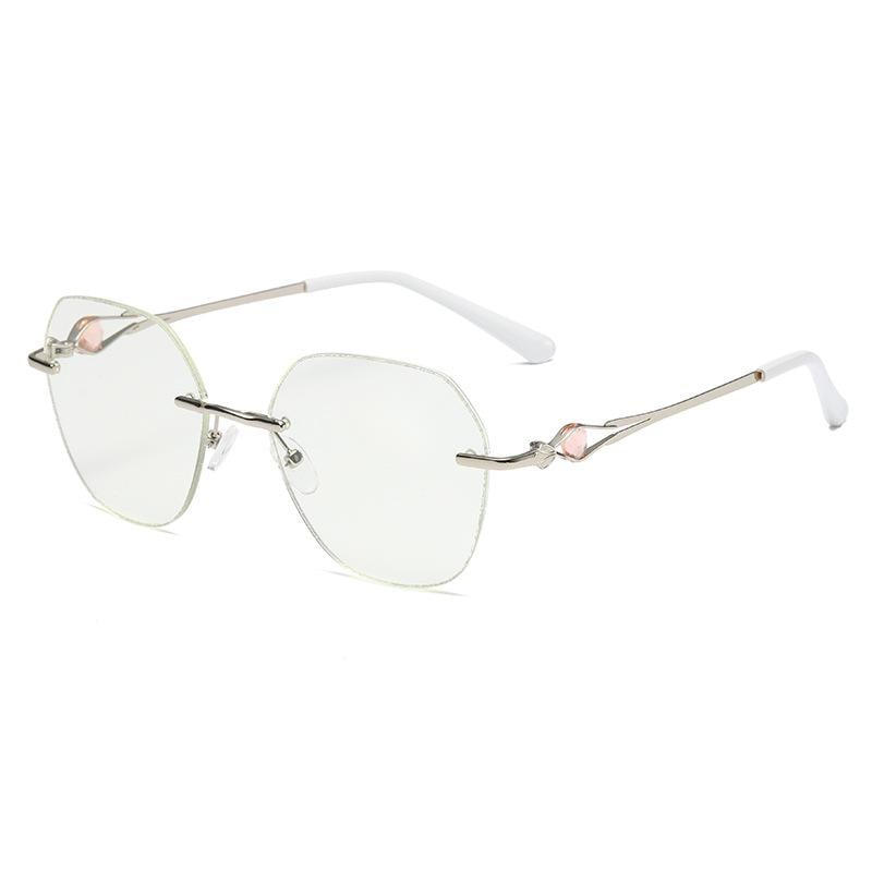 Women's Rimless Glasses with Diamonds, Protecting Against Blue Light and Presbyopia
