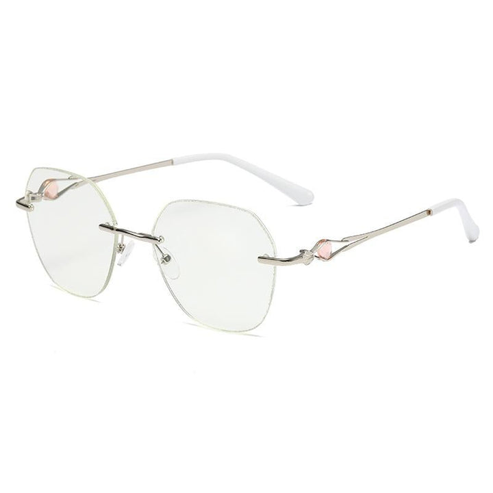 Women's Rimless Glasses with Diamonds, Protecting Against Blue Light and Presbyopia