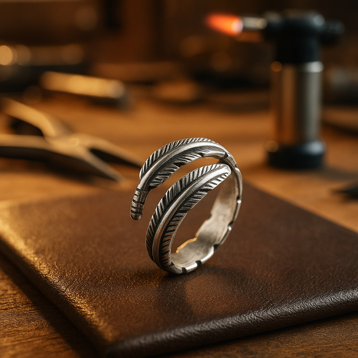 Piuma d'angelo - Anello commemorativo regolabile