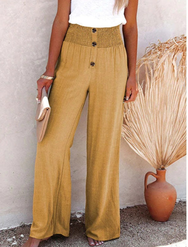 INES | Pantaloni di lino con vita alta