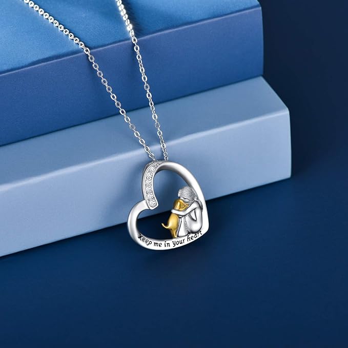 Silver necklace with heart, dog, and zirconia stones - Laura Gioielli