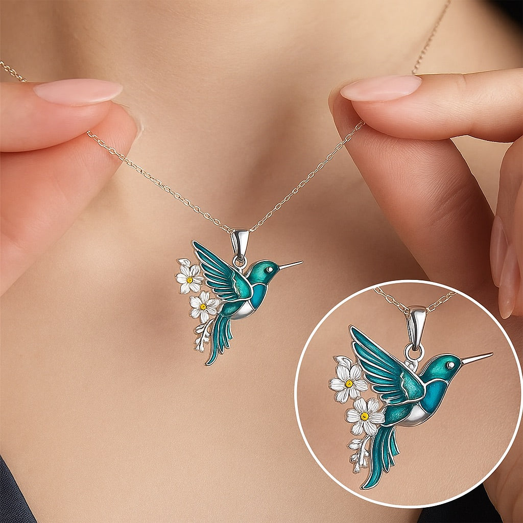 Beautiful necklace with a hummingbird + earrings as a gift – Limited offer