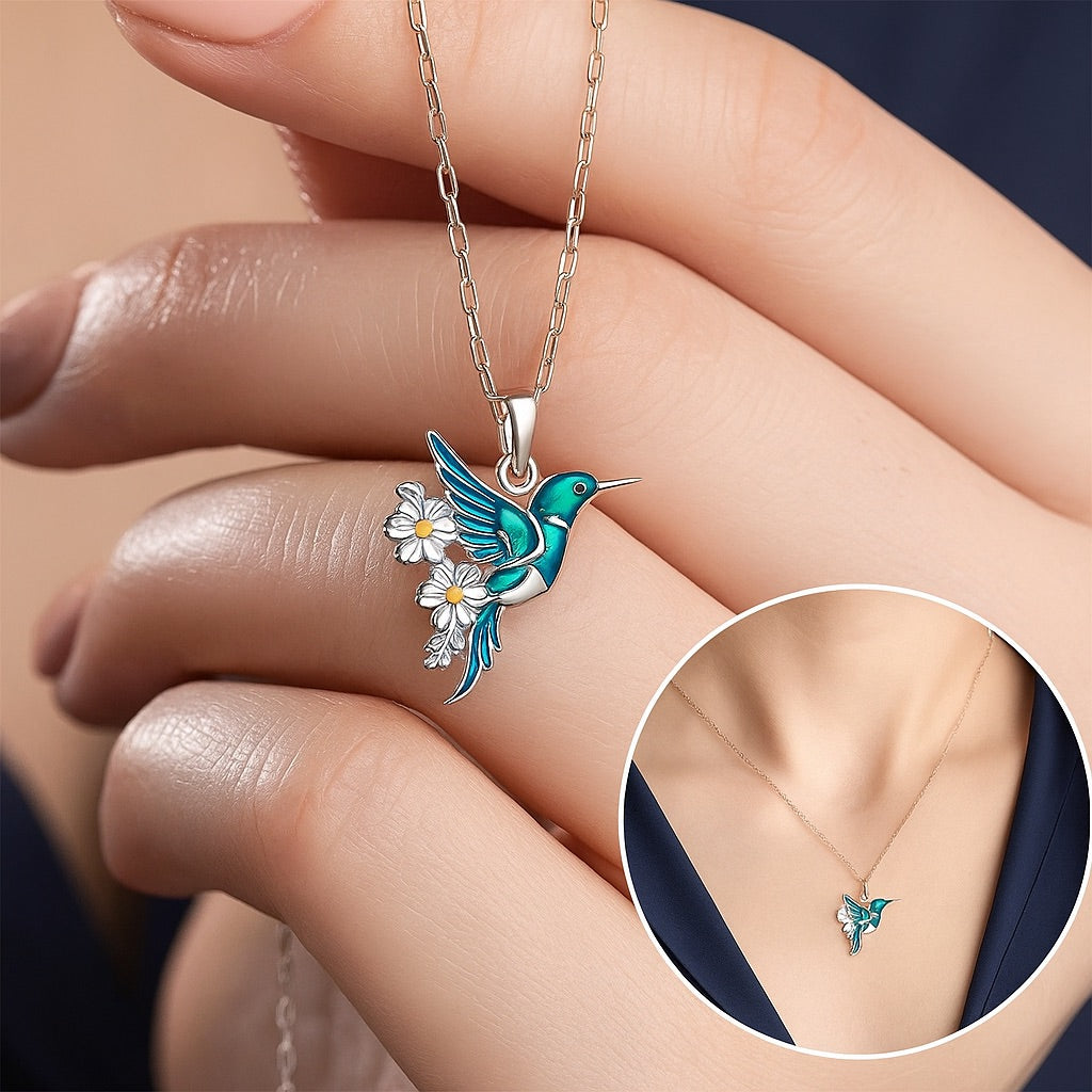 Beautiful necklace with a hummingbird + earrings as a gift – Limited offer
