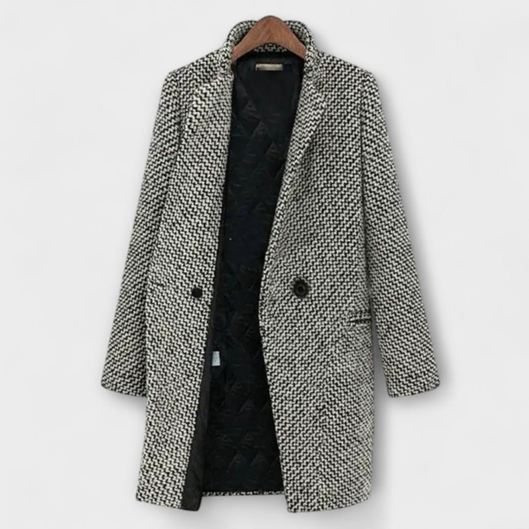Kateřina - Wool coat in houndstooth pattern