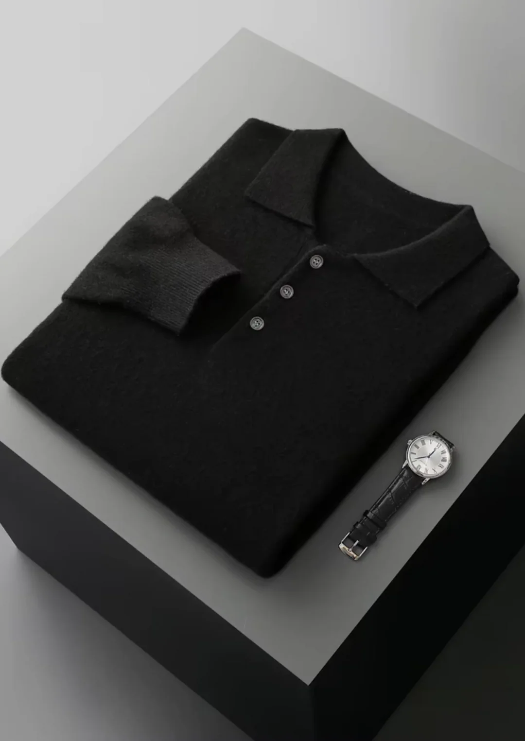 Pure Merino Wool Essential Polo Sweater