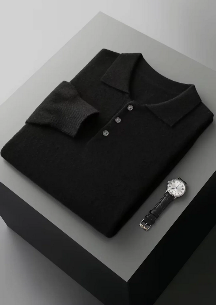 Pure Merino Wool Essential Polo Sweater
