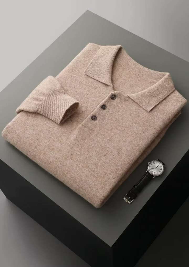 Pure Merino Wool Essential Polo Sweater