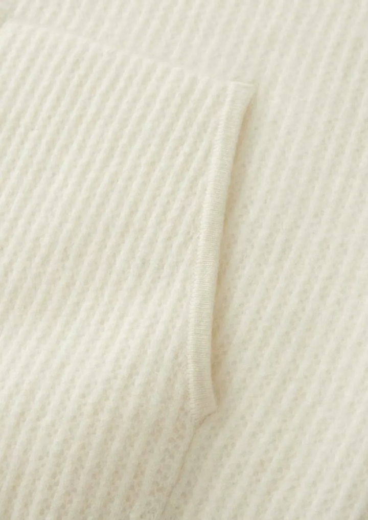 Pure Merino Wool Ribbed Full-Zip Hoodie
