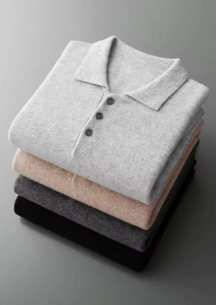 Pure Merino Wool Essential Polo Sweater