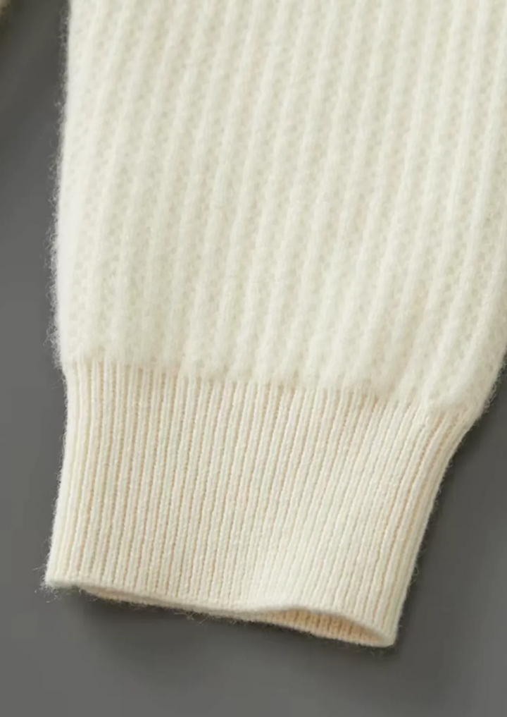 Pure Merino Wool Ribbed Full-Zip Hoodie