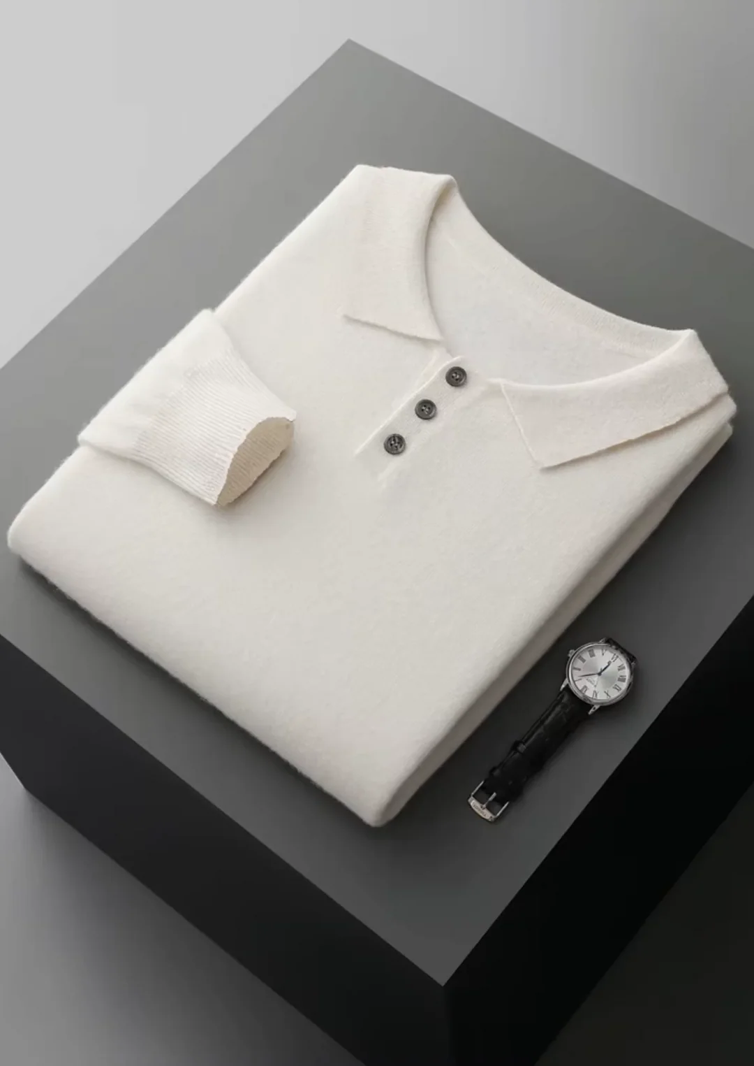 Pure Merino Wool Essential Polo Sweater