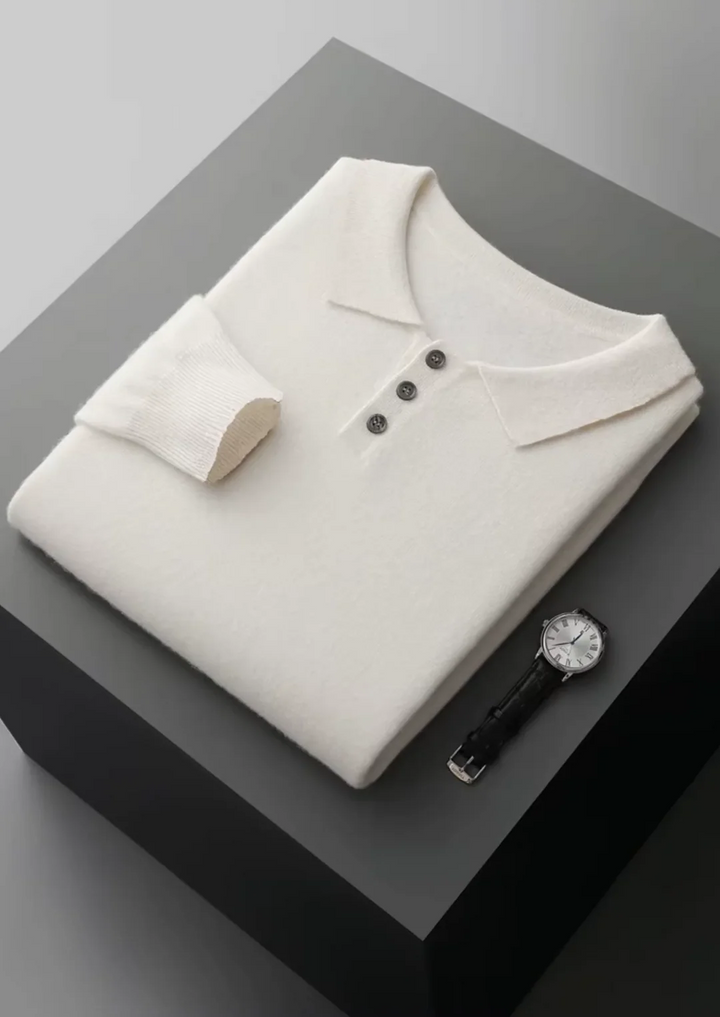Pure Merino Wool Essential Polo Sweater
