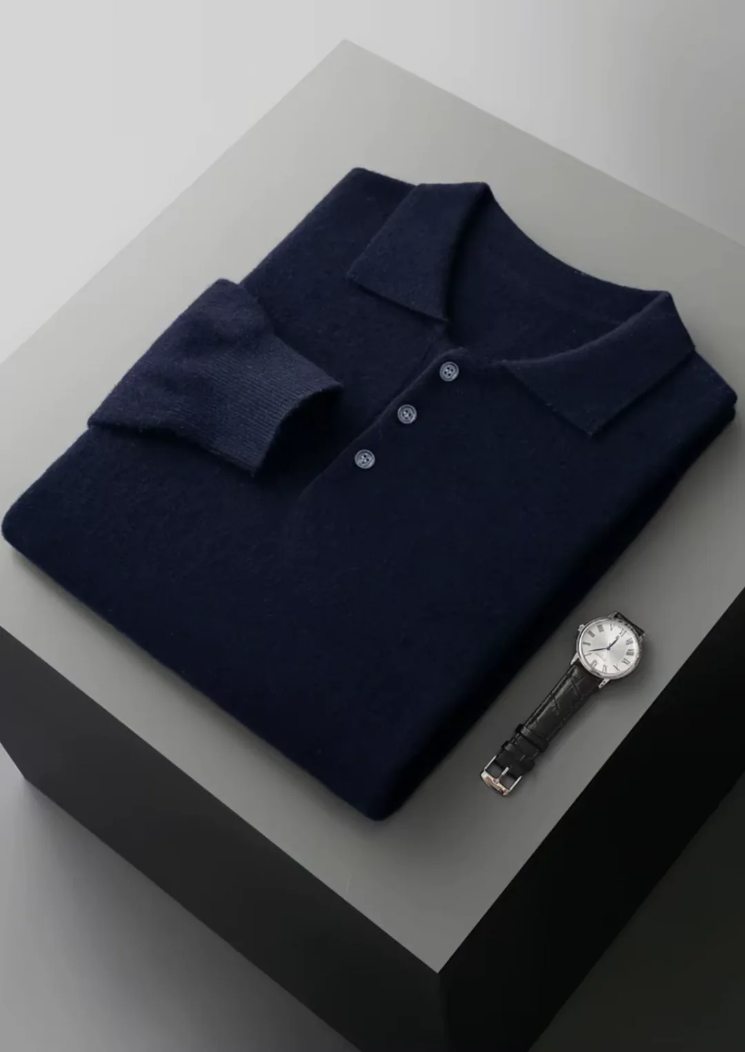 Pure Merino Wool Essential Polo Sweater