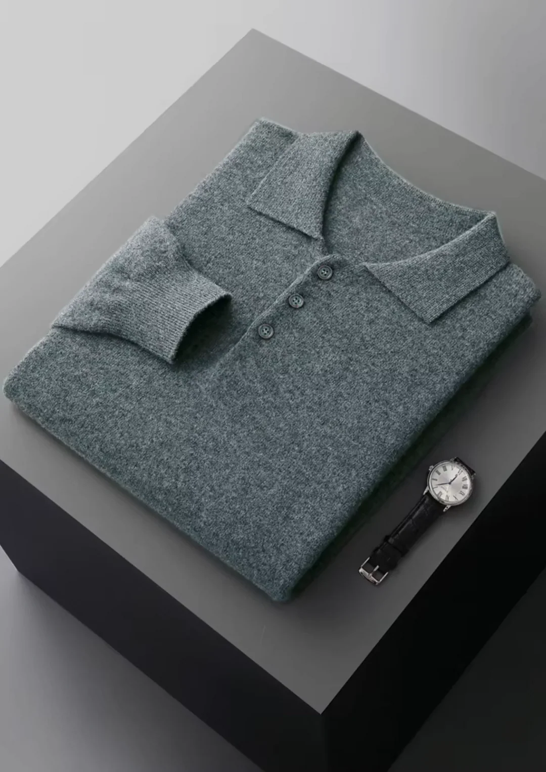 Pure Merino Wool Essential Polo Sweater