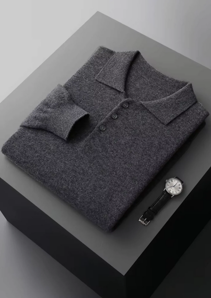 Pure Merino Wool Essential Polo Sweater
