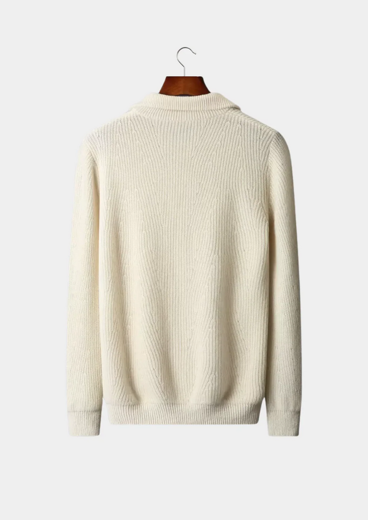 Pure Merino Wool Ribbed Quarter-Zip