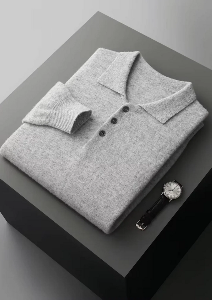Pure Merino Wool Essential Polo Sweater