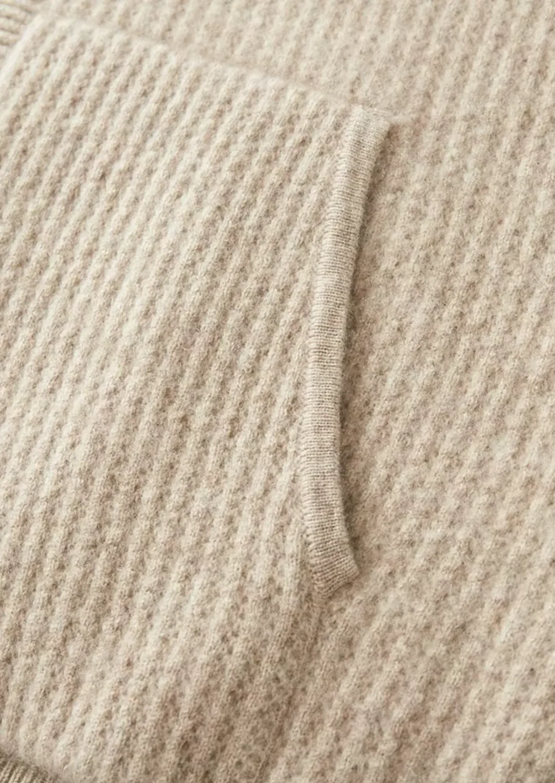 Pure Merino Wool Ribbed Full-Zip Hoodie
