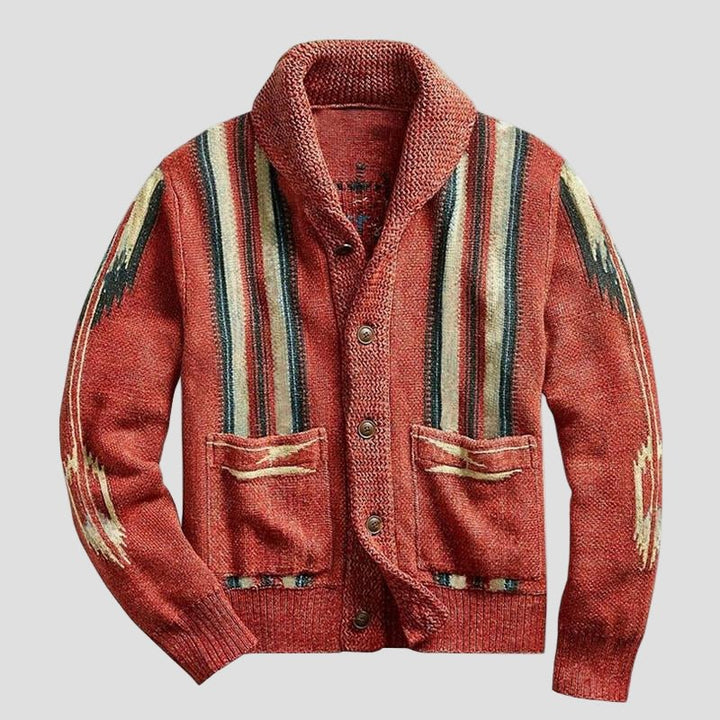 Adrian | Vintage Jacquard Lapel Knit Cardigan