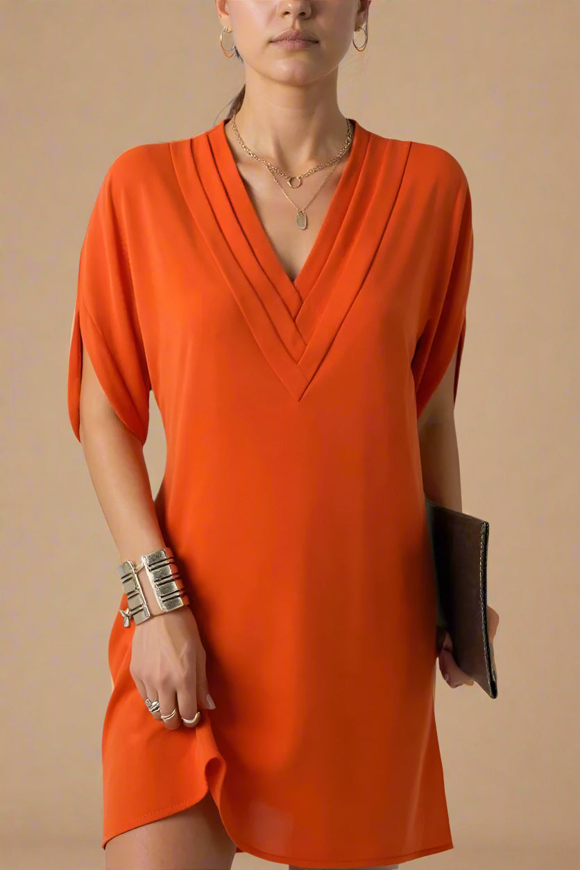 Ida DRESS | Short dress with structured V-neck