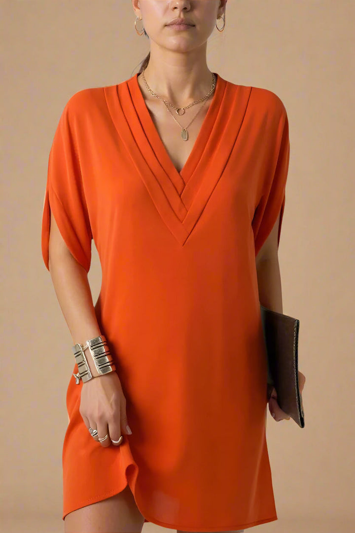 Ida DRESS | Short dress with structured V-neck