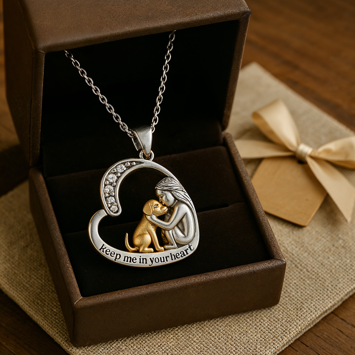 Silver necklace with heart, dog, and zirconia stones - Laura Gioielli