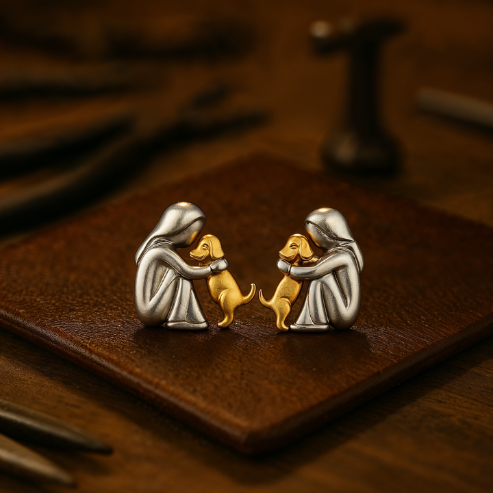 Hug earrings in silver and gold