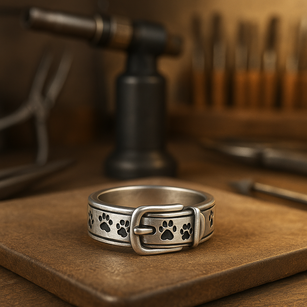 Sweet and elegant collar ring with a dog-shaped pattern