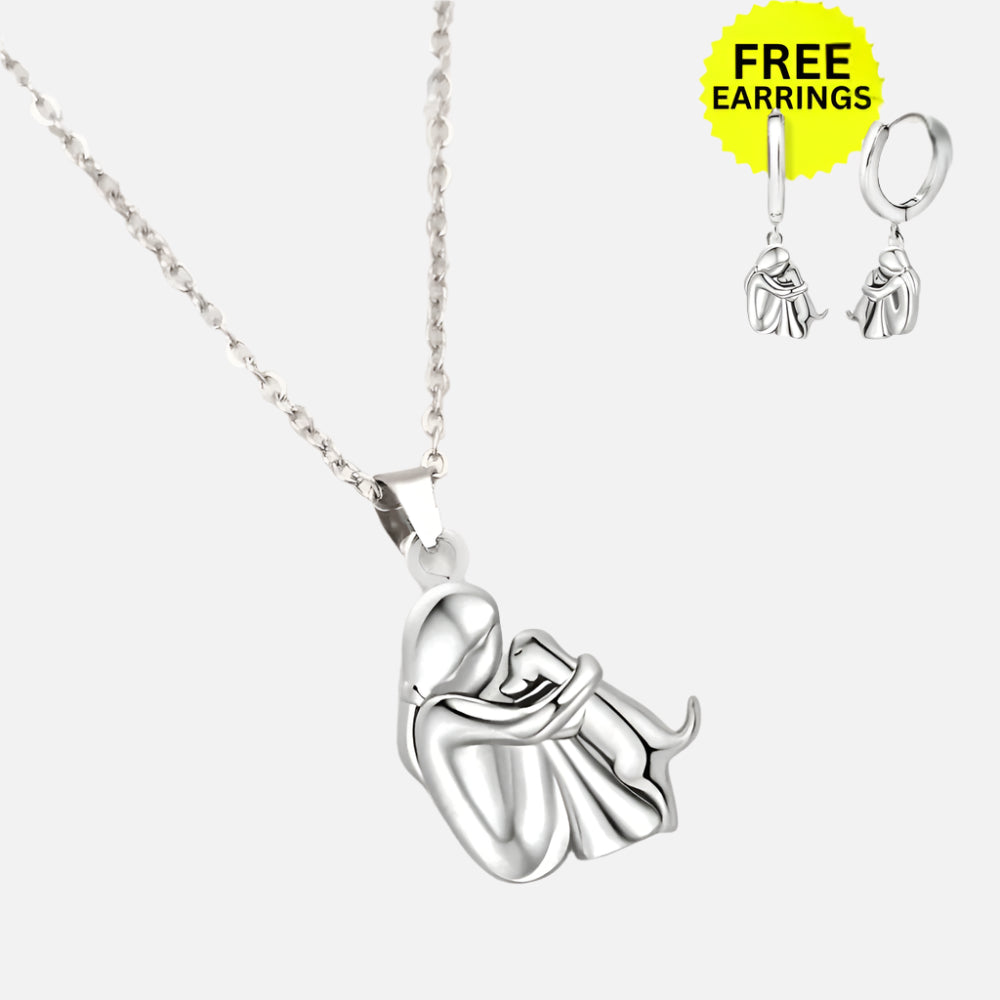 Necklace with Hug pendant and free earrings – Limited offer