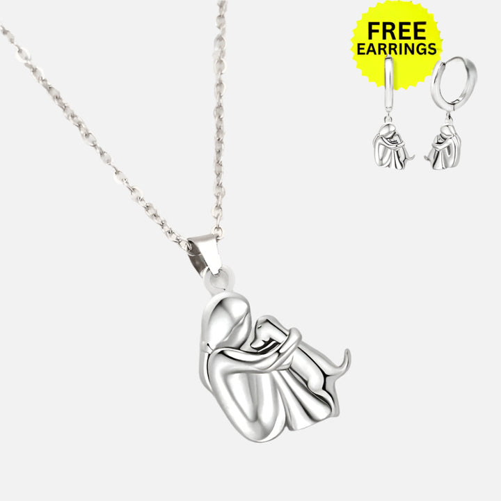 Necklace with Hug pendant and free earrings – Limited offer