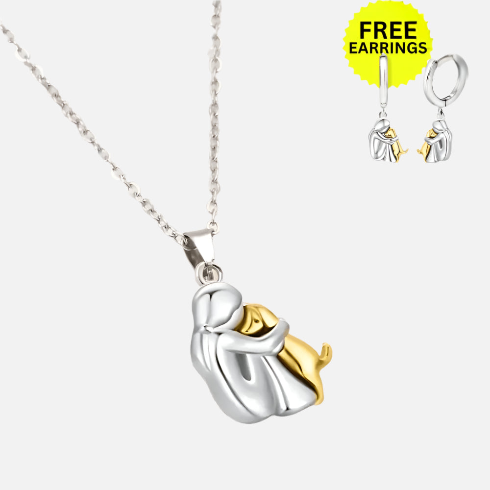 Necklace with Hug pendant and free earrings – Limited offer