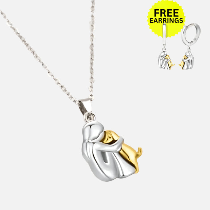 Necklace with Hug pendant and free earrings – Limited offer
