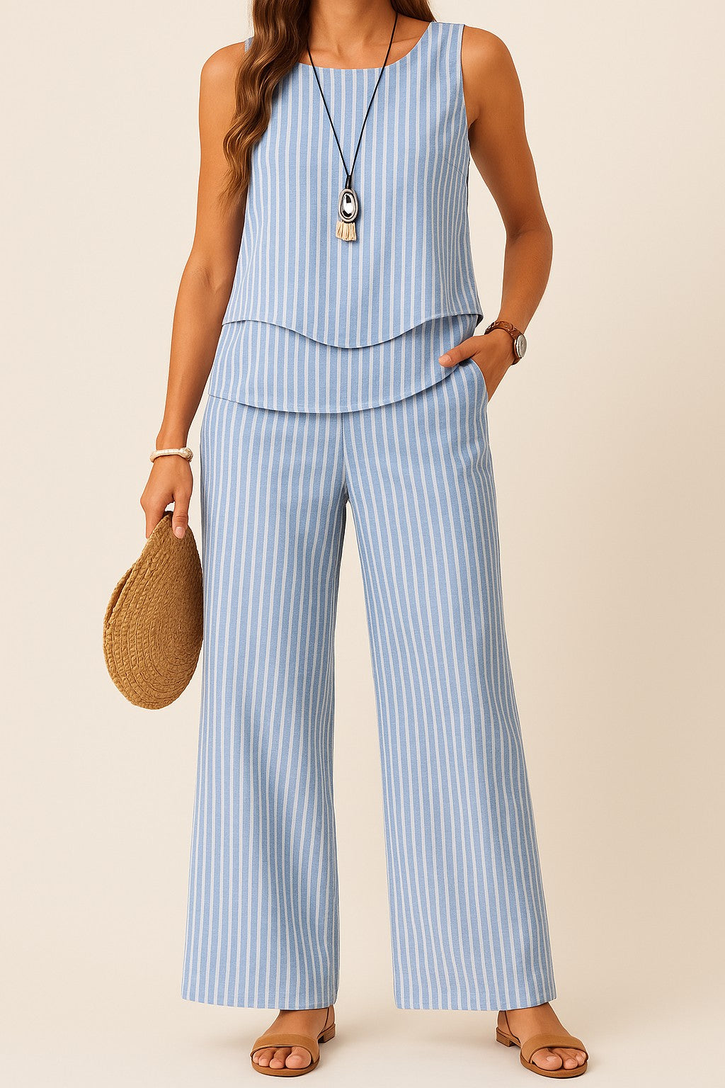 Sofie Set | Pants + Coordinated Striped Top