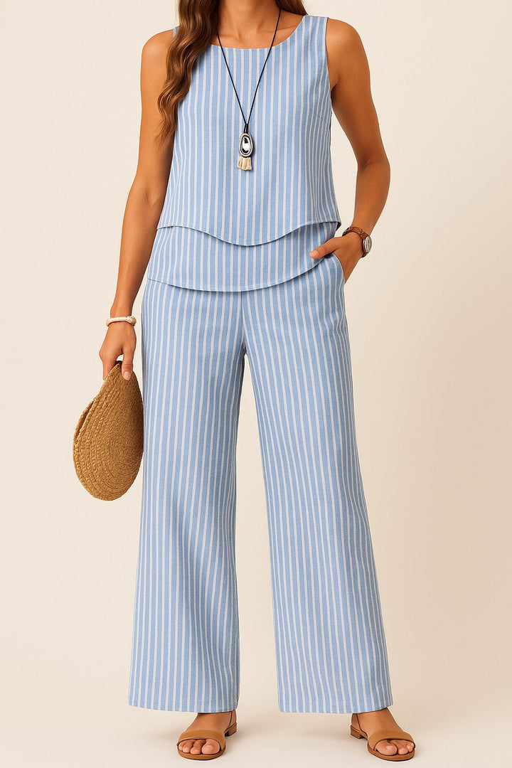 Sofie Set | Pants + Coordinated Striped Top