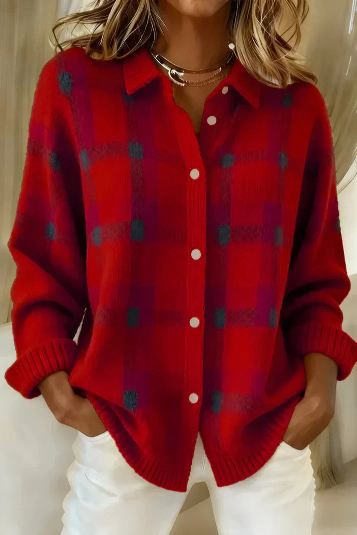 Denise | Plaid Knit Cardigan